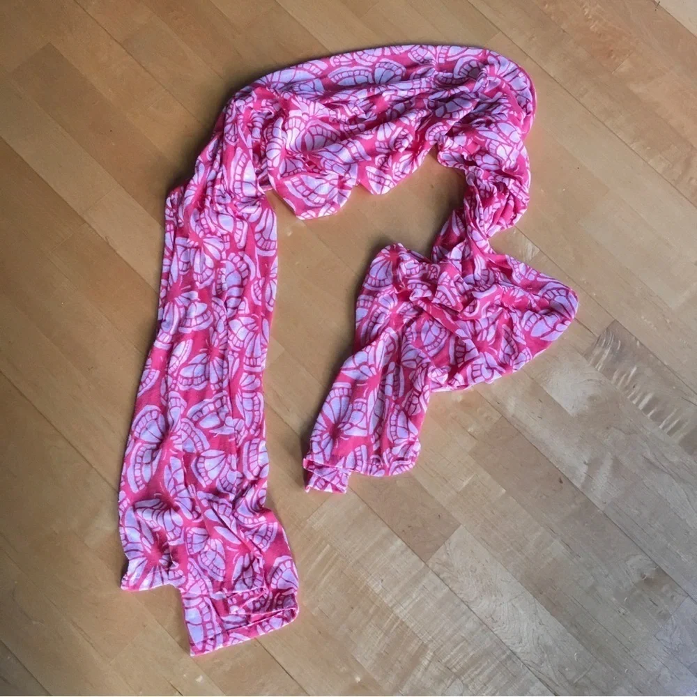 Butterfly Burnout Semi Sheer Scarf, Orange, White
